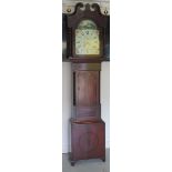 An 8 day longcase clock by Jos Scott of Leeds, circa 1844, 14" arch painted dial with seconds and