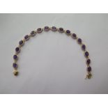 A 14ct 585 yellow gold amethyst bracelet, 19cm long, approx 6.6 grams, in good condition