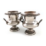 A pair of early 19th century old Sheffield plated two-handled wine coolers, unmarked, circa 1830,