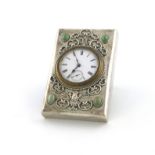 An American silver desk clock, by Black, Starr and Frost, circa 1900, rectangular form, applied with