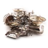 A mixed lot of electroplated items, comprising: a two-handled wine cooler, campana form, a two-