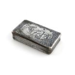 A 19th century French silver and niello work snuff box, maker's mark worn, possibly J.B in a