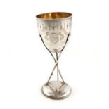 A Victorian West Country presentation silver rowing trophy goblet, by Josiah Williams & Co, (of