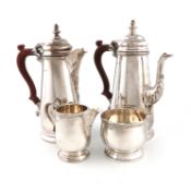 A four-piece silver coffee set, by Charles S Green & Co Ltd., Birmingham 1961-64, in the mid 18th