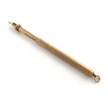 A 9 carat gold propelling pen and pencil, by S. Mordan and Co., plain cylindrical form, three