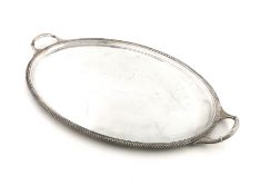 A modern silver two-handled tray, by Roberts and Belk, Sheffield 1968, oval form, gadroon border,