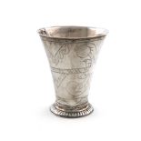 An 18th century Scandinavian silver beaker, probably Swedish, maker's mark possibly MODIN,