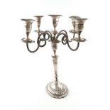 A late-Victorian silver five-light candelabrum, by Elkington and Co., London 1900, tapering oval