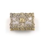 A Victorian parcel-gilt silver vinaigrette, by John Tongue, Birmingham 1844, rectangular form,