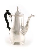 A George II Irish silver coffee pot, by William Walsh, Dublin circa 1750, tapering circular form,