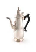 A modern silver coffee pot, by F. Howden, Sheffield 1975, tapering circular form, scroll handle,