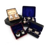 A mixed lot of five cased sets silver items, various dates and makers, comprising: a five-piece