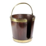 A GEORGE III MAHOGANY PLATE BUCKET LATE 18TH CENTURY of staved construction, with a brass swing