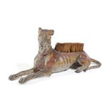 A COLD PAINTED METAL GREYHOUND PEN WIPE LATE 19TH / EARLY 20TH CENTURY 18cm long