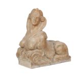 A FRENCH TERRACOTTA MODEL OF A SPHINX LATE 19TH CENTURY 63.8cm high, 62cm wide, 30cm deep