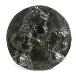 A FRENCH BRONZE RELIEF PORTRAIT RONDEL BY L. MARE, DATED '1892' depicting three children, signed '