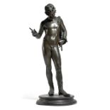 AN ITALIAN BRONZE GRAND TOUR FIGURE OF NARCISSUS AFTER THE ANTIQUE, CAST BY SABATINO OF NAPOLI, LATE