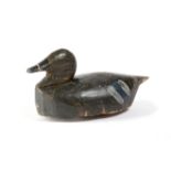 A FOLK ART CARVED AND PAINTED PINE DECOY DUCK LATE 19TH / EARLY 20TH CENTURY 27.5cm long