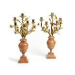 A PAIR OF ORMOLU AND PAINTED WOOD CANDELABRA IN LOUIS XV STYLE 19TH CENTURY AND LATER the