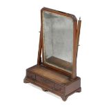 A GEORGE II MAHOGANY DRESSING TABLE MIRROR C.1740 with a bevelled plate and a giltwood slip, the box