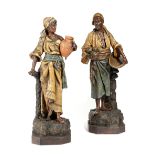 A PAIR OF AUSTRIAN PAINTED TERRACOTTA MOORISH FIGURES BY JOHANN MARESCH, LATE 19TH / EARLY 20TH