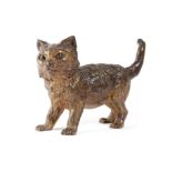 AN AUSTRIAN COLD PAINTED BRONZE MODEL OF A CAT IN THE MANNER OF FRANZ BERGMAN, LATE 19TH / EARLY