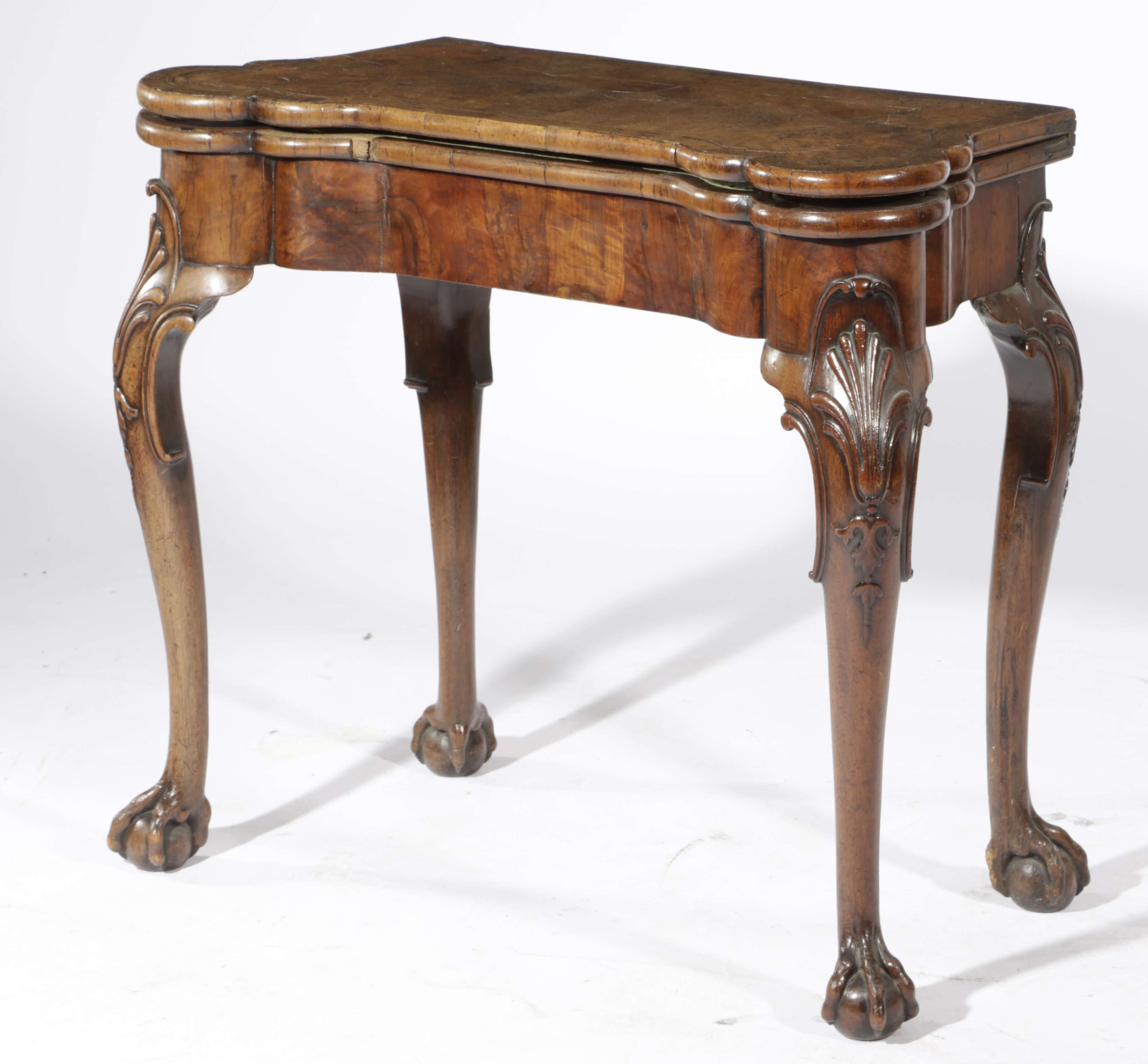 A GEORGE II WALNUT CONCERTINA ACTION CARD TABLE IN THE MANNER OF BENJAMIN CROOK, C.1735 the - Image 2 of 2