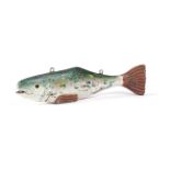 A FOLK ART CARVED AND PAINTED WOOD MODEL FISH LATE 19TH / EARLY 20TH CENTURY possibly a shop sign,