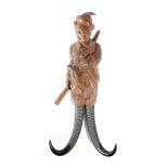 A BLACK FOREST LINDEN WOOD NOVELTY COAT HOOK LATE 19TH / EARLY 20TH CENTURY in the form of a fox
