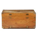 AN ANGLO-CHINESE CAMPHORWOOD TRUNK EARLY 20TH CENTURY with brass mounts, the interior with a