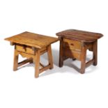 TWO FOLK ART PINE LOW OCCASIONAL TABLES PROBABLY SCANDINAVIAN, 19TH CENTURY each with a drawer (2)