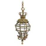 A FRENCH ORMOLU 'VERSAILLES' HALL LANTERN LATE 19TH CENTURY with an open crown surmount decorated