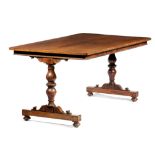 λ A WILLIAM IV ROSEWOOD LIBRARY TABLE C.1830 with nulled mouldings, the rectangular top with re-