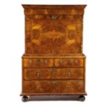 A QUEEN ANNE WALNUT ESCRITOIRE EARLY 18TH CENTURY with cross and feather banding and burr panels,