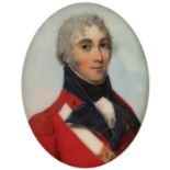 λCircle of Frederick Buck Portrait miniature of an officer in uniform Oval, in a rectangular