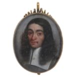 Attributed to Franciszek Smiadecki (Anglo-Polish act.1650-1665) Portrait miniature of gentleman