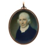 λCharles Robertson (Irish c.1760-1821) Portrait miniature of a gentleman wearing a blue coat Oval,