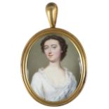 Isaac Seeman (act.1720-1751) Portrait miniature of a lady wearing a white dress Signed to the