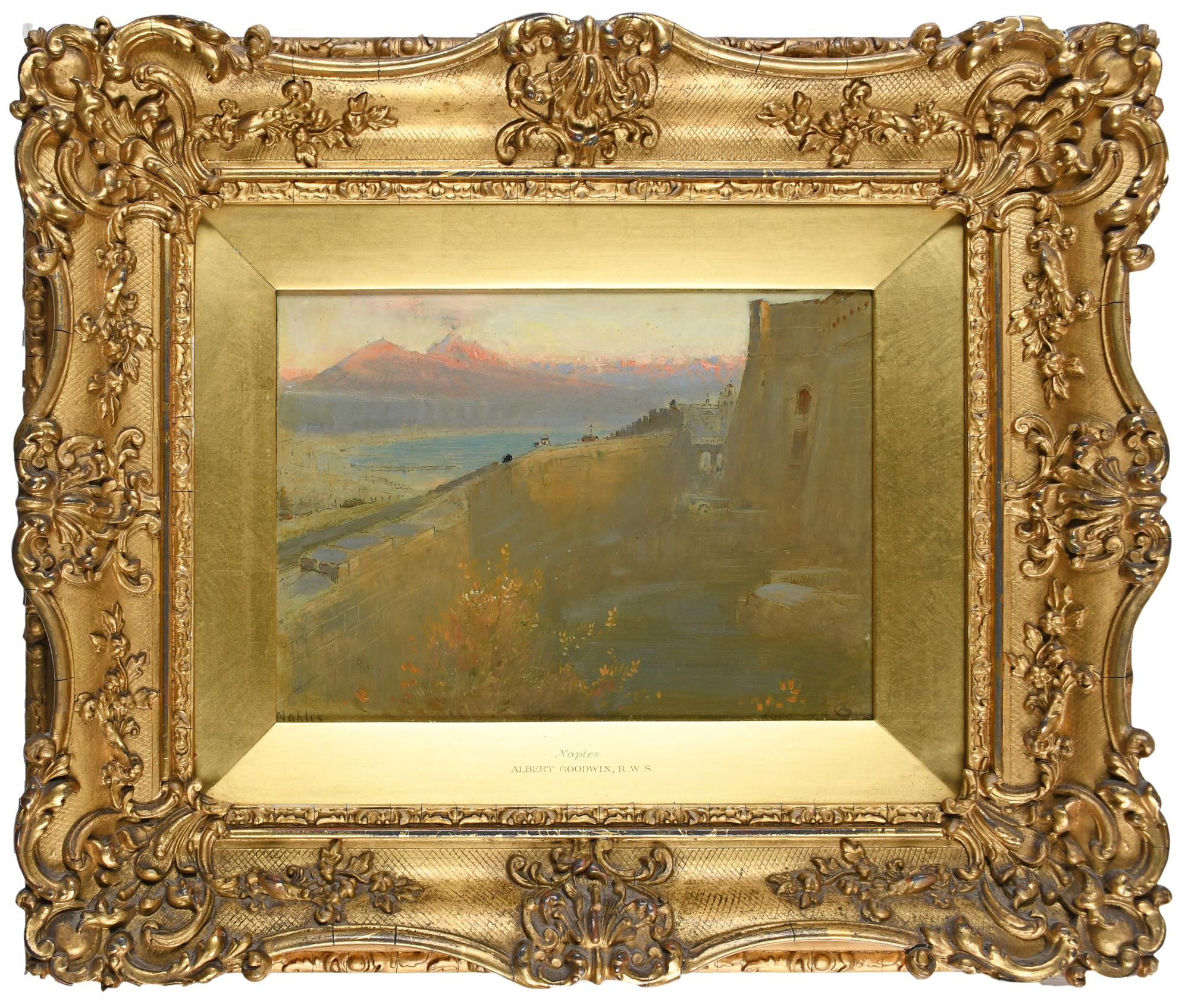 Albert Goodwin RWS (1845-1932) Naples Signed with monogram (lower right) and inscribed Naples (lower - Image 2 of 3