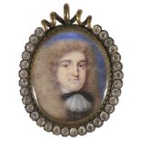 Attributed to Matthew Snelling (1621-1678) Portrait miniature of a gentleman wearing a lace cravat