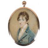 λHenry Edridge ARA (1768-1821) Portrait miniature of a gentleman wearing a blue coat and yellow