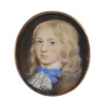 Attributed to H. Byrne (act. c.1678) Portrait miniature of a young boy wearing a lace cravat