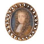 Susan Penelope Rosse (1652–1700) Portrait miniature of a gentleman wearing a brown cloak