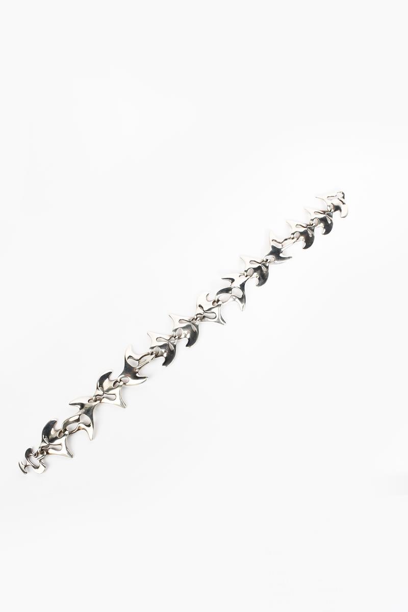 A Georg Jensen silver link necklace designed by Henning Koppel, model no.68, thirteen linked panels, - Image 3 of 3