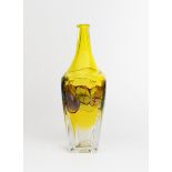 Samuel J Herman (1936-2020) shouldered glass solifleur vase, dated 1968, square section body with