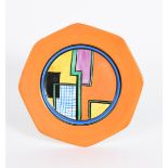 'Football' a Clarice Cliff Bizarre plate, octagonal, painted in colours inside an orange band,