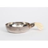 λ An Art Deco H G Murphy Falcon Works silver and ivory wine-taster or single handled bowl