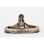 An Art Nouveau Kayserzinn pewter inkwell designed by Hugo Leven, model 4333, the elliptical tray