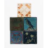 ‡ Jonathan Chiswell Jones (born 1944) a set of five hand-built lustre tiles, each painted with