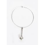 A Tico silver pendant necklace, looped drop with sphere terminal on torq, indistinct stamped marks